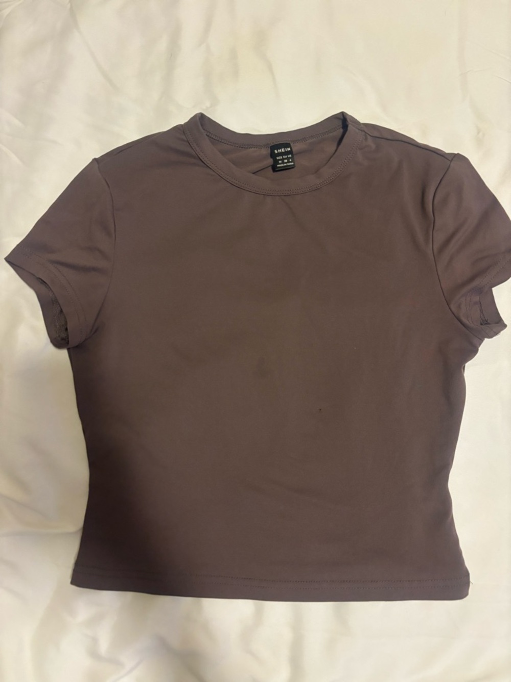 SHEIN Short Sleeve Crewneck Tee in Mauve-Brown